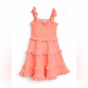 Derek Heart Vibrant Coral Ruffle Dress